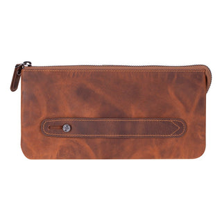 Majeste Leather Clutch Bag, Saddle Brown - UnBranded