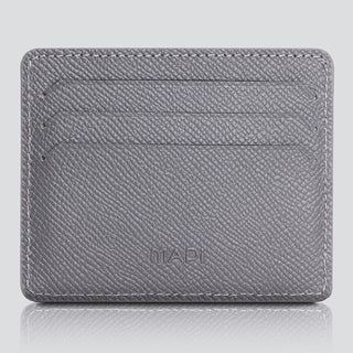 Napoli Men’s Leather Card Holder with Rounded Slots – Mapi Edition, Gray