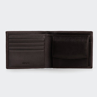 Genova Men’s Leather Bifold Wallet – Mapi Edition, Black