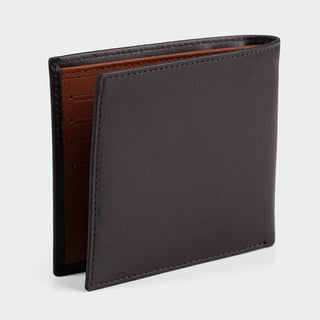 Bologna Men’s Leather Bifold Wallet with Coin Pocket – Mapi Edition, Black & Beige