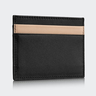 Pisa Men’s Dual-Color Leather Card Holder – Mapi Edition, Black & Beige