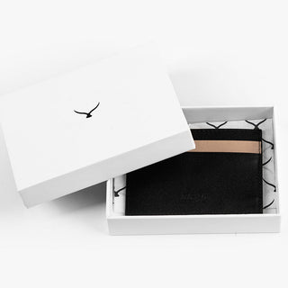 Pisa Men’s Dual-Color Leather Card Holder – Mapi Edition, Black & Beige