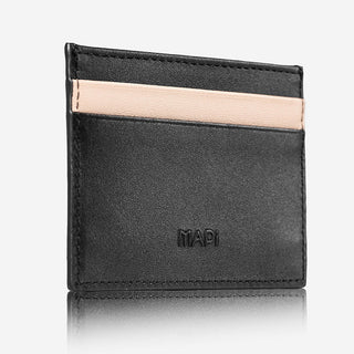 Pisa Men’s Dual-Color Leather Card Holder – Mapi Edition, Black & Beige