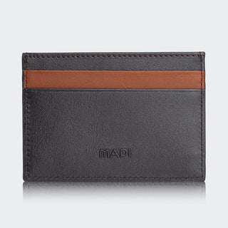 Pisa Men’s Dual-Color Leather Card Holder – Mapi Edition, Black & Beige
