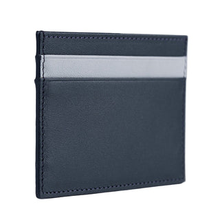 Pisa Men’s Dual-Color Leather Card Holder – Mapi Edition, Dark Blue & Gray