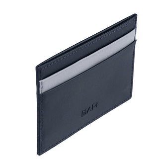 Pisa Men’s Dual-Color Leather Card Holder – Mapi Edition, Dark Blue & Gray