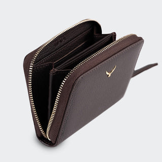 Amalfi Women’s Mini Leather Wallet with Zipped Pocket – Mapi Edition, Black