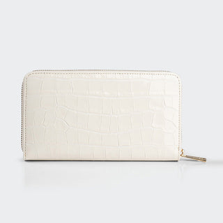 Venezia Women’s Croco Large Leather Wallet with Triple Compartments – Mapi Edition, Black