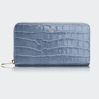 Venezia Women’s Croco Large Leather Wallet with Triple Compartments – Mapi Edition, Black