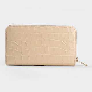 Venezia Women’s Croco Large Leather Wallet with Triple Compartments – Mapi Edition, Black