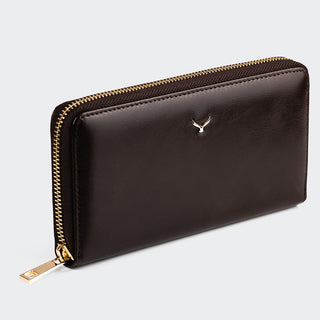 Firenze Women’s Large Leather Wallet with Dual Compartments – Mapi Edition, Black