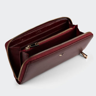 Firenze Women’s Large Leather Wallet with Dual Compartments – Mapi Edition, Dark Burgundy