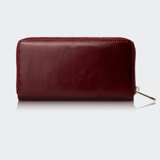 Firenze Women’s Large Leather Wallet with Dual Compartments – Mapi Edition, Light Burgundy