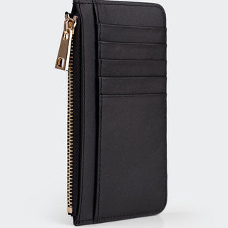 Lucca Women’s Leather Card Holder with Zipper – Mapi Edition, Black