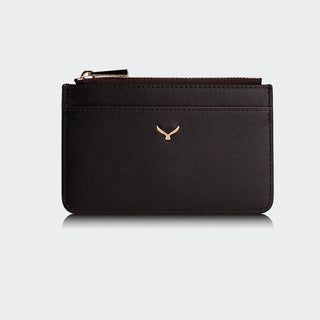 Lucca Women’s Leather Card Holder with Zipper – Mapi Edition, Black