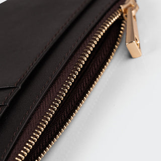 Lucca Women’s Leather Card Holder with Zipper – Mapi Edition, Black