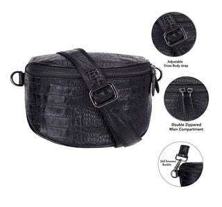 Marla Leather Crossbody Bag, Black - UnBranded