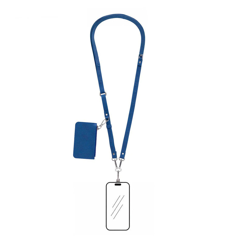 Marlow PU Leather Phone Strap & Wallet Set, Blue - BlackBrook Case