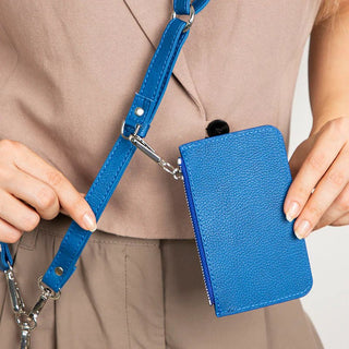 Marlow PU Leather Phone Strap & Wallet Set, Blue - BlackBrook Case