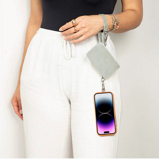 Marlow PU Leather Phone Strap & Wallet Set, Gray - BlackBrook Case