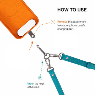Marlow PU Leather Phone Strap & Wallet Set, Turquoise - BlackBrook Case