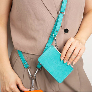 Marlow PU Leather Phone Strap & Wallet Set, Turquoise - BlackBrook Case