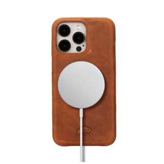 Mason Full-Grain Leather MagSafe Case – iPhone 15 Pro, Golden Brown - BlackBrook Case