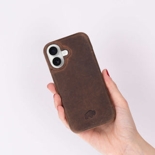 Mason Leather iPhone 16 Plus MagSafe Case, Distressed Coffee - BlackBrook Case