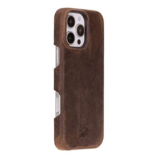 Mason Full - Grain Leather MagSafe Case – iPhone 16 Pro Max, Distressed Coffee - BlackBrook Case