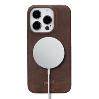Mason Full-Grain Leather MagSafe Case – iPhone 16 Pro, Distressed Coffee - BlackBrook Case