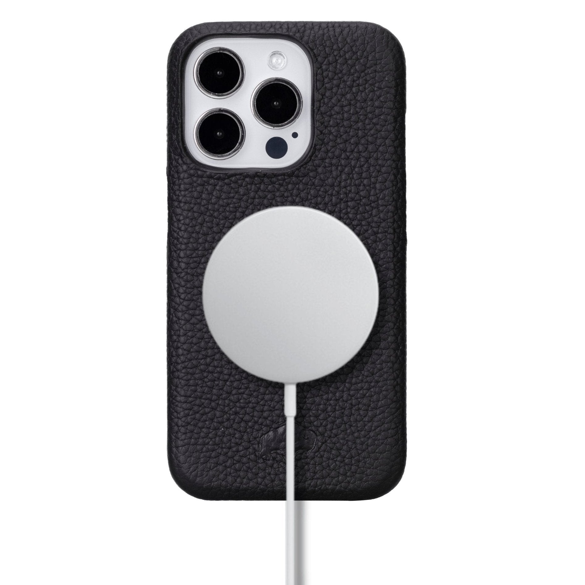Leather iPhone 16 Pro Max Case – Full-Grain Snap-On Pebble Black