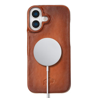 Mason Full - Grain Leather MagSafe Case – iPhone 17, Burnished Tan - BlackBrook Case