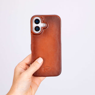 Mason Full - Grain Leather MagSafe Case – iPhone 17, Burnished Tan - BlackBrook Case