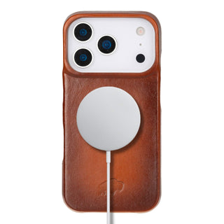 Mason Full - Grain Leather MagSafe Case – iPhone 17 Pro, Burnished Tan - BlackBrook Case