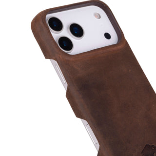 Mason Full - Grain Leather MagSafe Case – iPhone 17 Pro, Distressed Coffee - BlackBrook Case