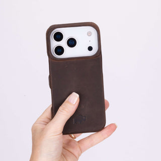 Mason Full - Grain Leather MagSafe Case – iPhone 17 Pro, Distressed Coffee - BlackBrook Case