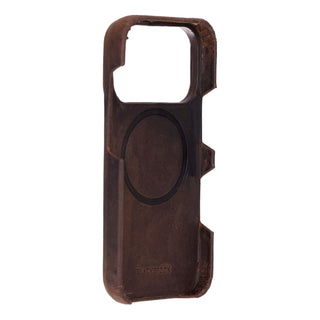 Mason Full - Grain Leather MagSafe Case – iPhone 17 Pro, Distressed Coffee - BlackBrook Case