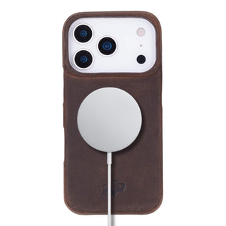 Mason Full - Grain Leather MagSafe Case – iPhone 17 Pro, Distressed Coffee - BlackBrook Case