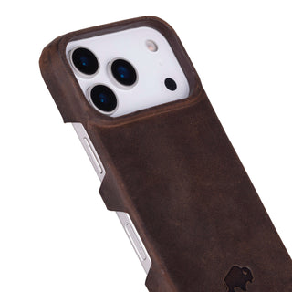 Mason Full - Grain Leather MagSafe Case – iPhone 17 Pro Max, Distressed Coffee - BlackBrook Case