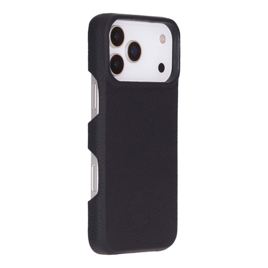 Mason Leather Snap On Case Pebble Black iPhone 17 Pro Max premium pebble leather protective phone case