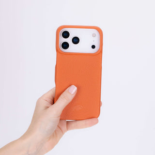 Mason Full - Grain Leather MagSafe Case – iPhone 17 Pro, Pebble Orange - BlackBrook Case