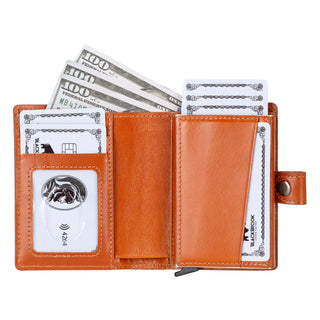 Max Slide Secure: RFID-Protected Wallet with Slide-Out Card, Cash Pocket & ID Slot, Burnished Tan - BlackBrook Case