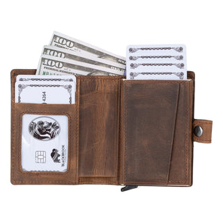 Max Slide Secure: RFID-Protected Wallet with Slide-Out Card, Cash Pocket & ID Slot, Distressed Coffee - BlackBrook Case