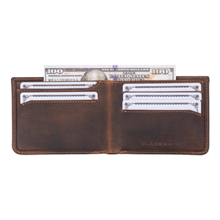 Merlin Bi - Fold Wallet, Distressed Coffee - BlackBrook Case