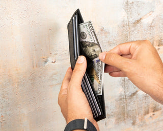 Merlin Full‑Grain Leather Bifold Wallet, Pebble Black - BlackBrook Case