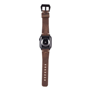 Modern Newport Band for Apple Watch 44mm / 45mm, Distressed Coffee, Black Hardware - BlackBrook Case