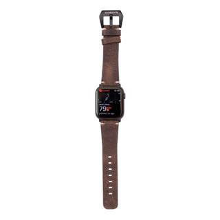 Modern Newport Band for Apple Watch 44mm / 45mm, Distressed Coffee, Black Hardware - BlackBrook Case