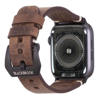 Modern Newport Band for Apple Watch 44mm / 45mm, Distressed Coffee, Black Hardware - BlackBrook Case