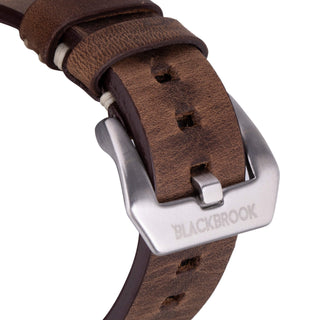 Modern Newport Band for Apple Watch 44mm / 45mm, Distressed Coffee, Silver Hardware - BlackBrook Case