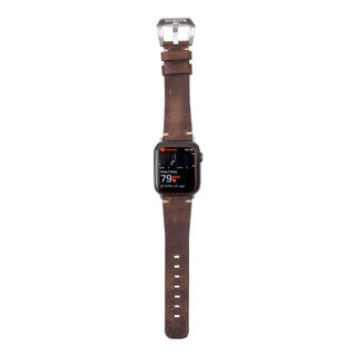 Modern Newport Band for Apple Watch 44mm / 45mm, Distressed Coffee, Silver Hardware - BlackBrook Case